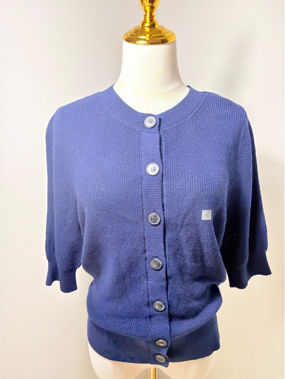 Ann Taylor Factory Women's Blue 100% Cotton Button-Down Cardigan